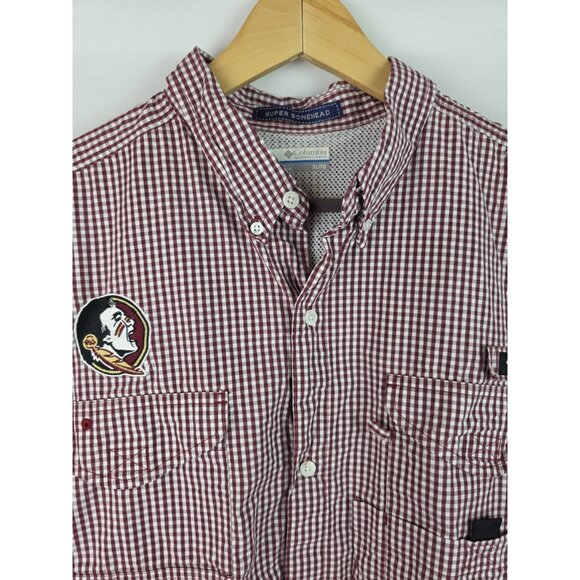 Florida State University FSU Columbia Mens Shirt Size XL Plaid Short Sleeve Top - Picture 2 of 11